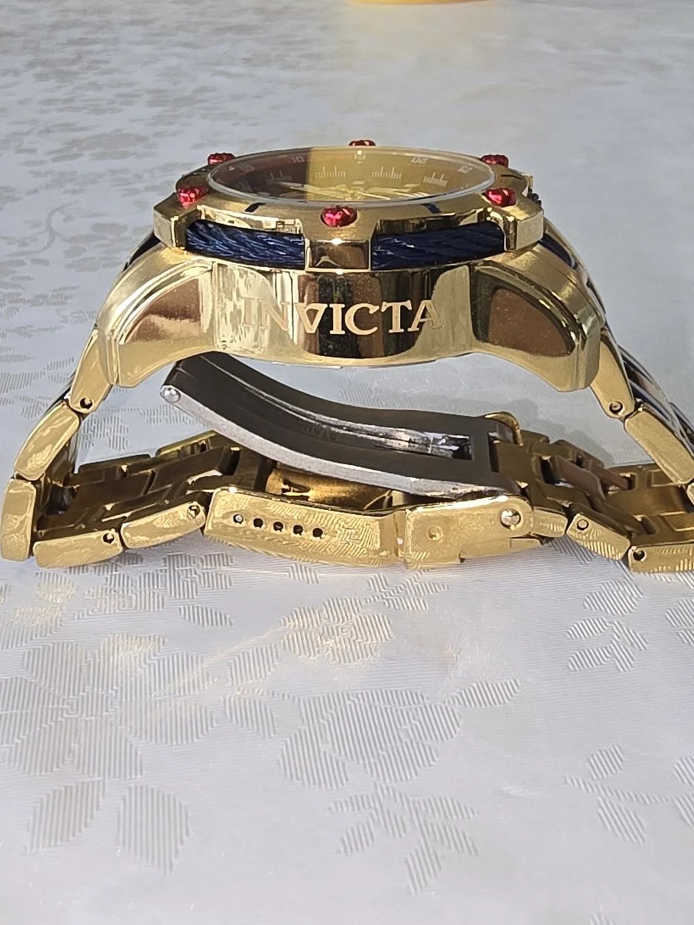 Invicta Gold, Blue & Red Wonder Woman Themed Watch